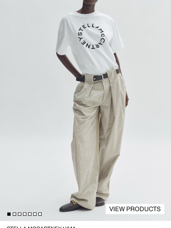 Stella McCartney Pants - Stella McCartney Sparkle Embellished Barrel Leg Pants